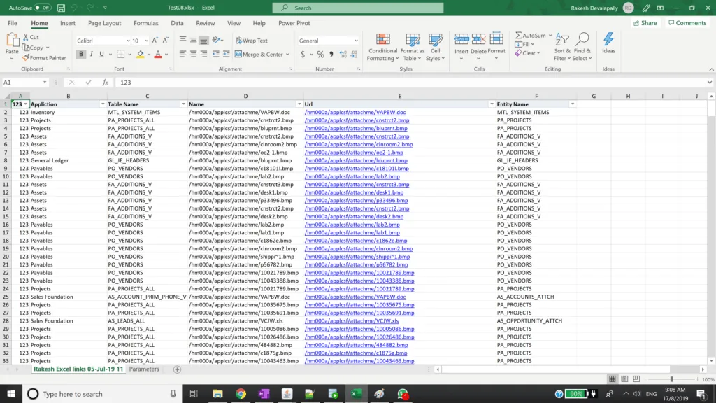 Blitz Report Hyperlinks output Report output