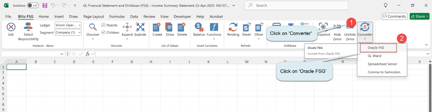 Blitz FSG Oracle FSG converter migrating existing Oracle FSG reports to Blitz FSG templates