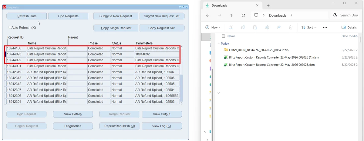 Upload and gather requests, and the downloaded result file and zip