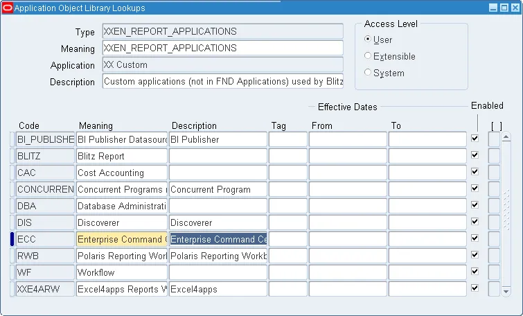 Blitz Report third party application import lookup definition