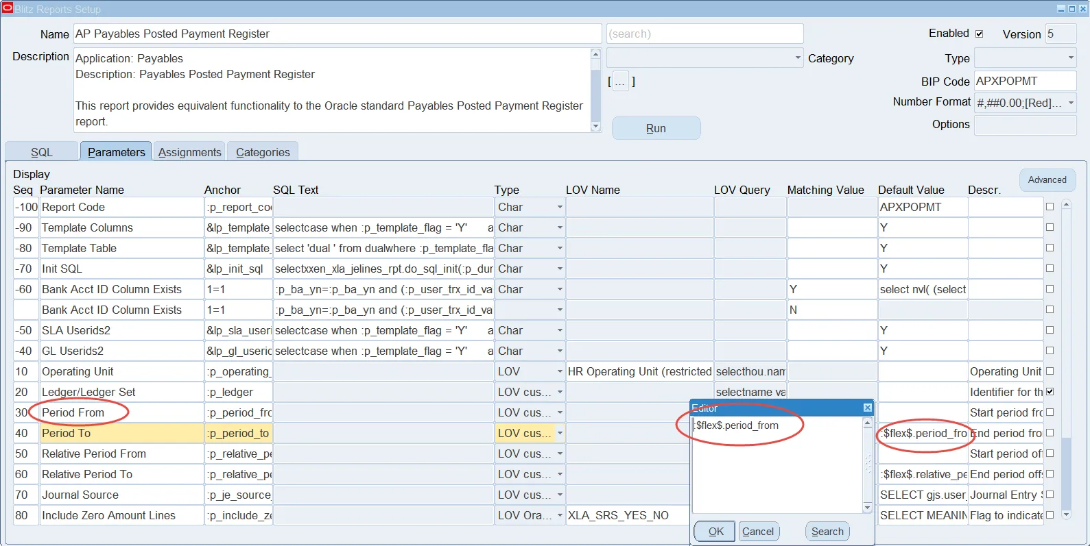 Blitz Report dependent parameters example