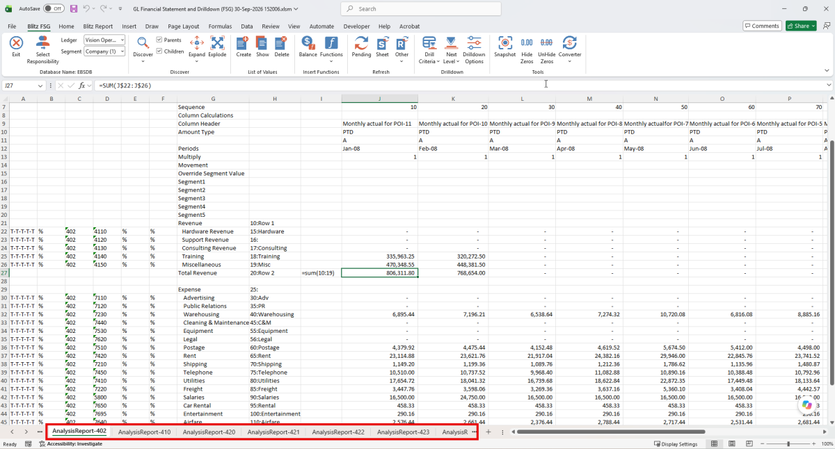 Content set pages converted into one worksheet per department