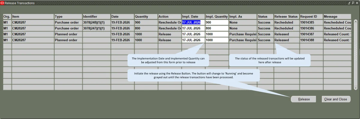 Supply Chain Hub drilldown to a standard Oracle EBS form