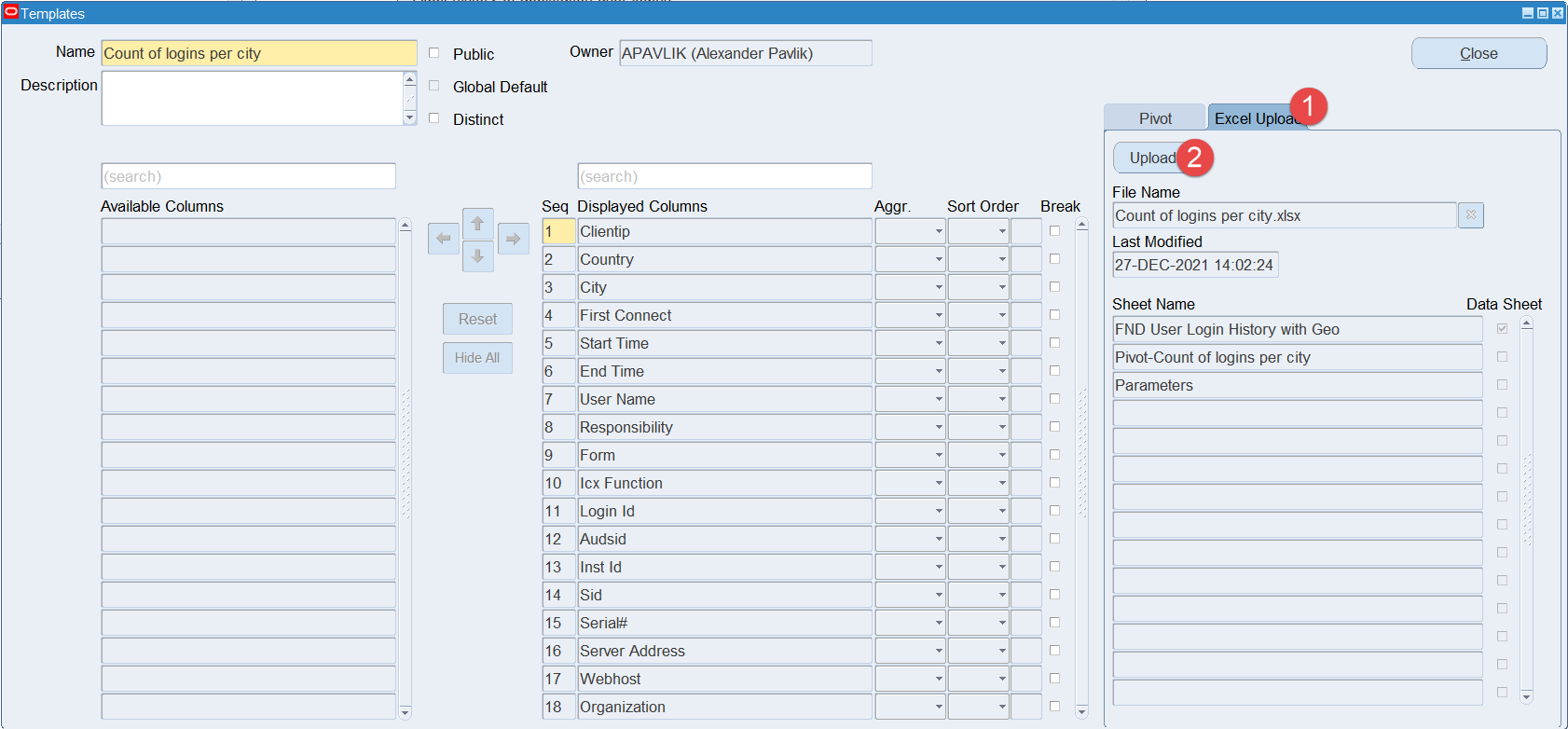 Upload Excel
