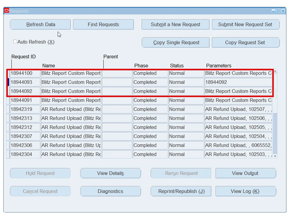 Custom Reports Converter upload and gather requests