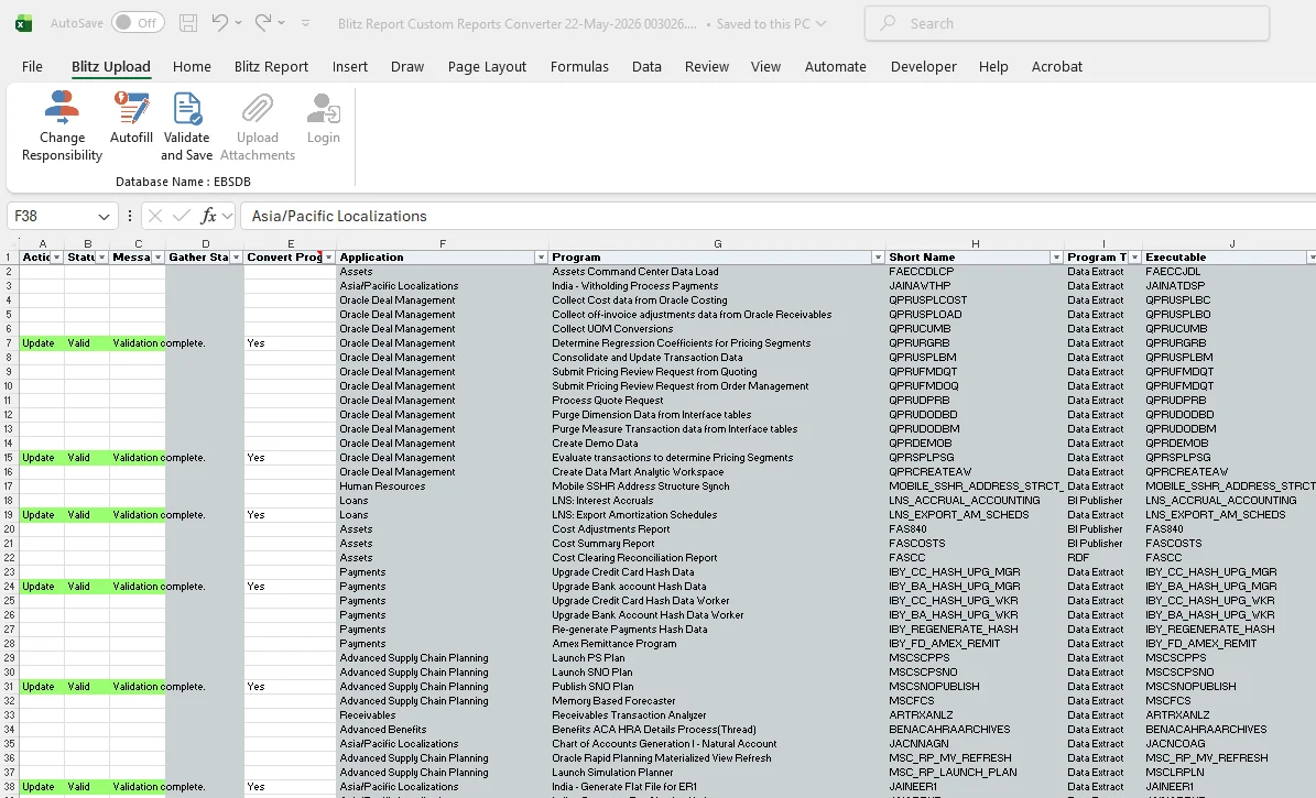 Custom Reports Converter template with Convert Program Yes