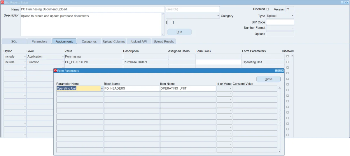 Upload assigned at function level