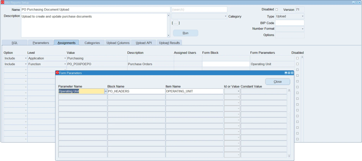 Upload assigned at function level