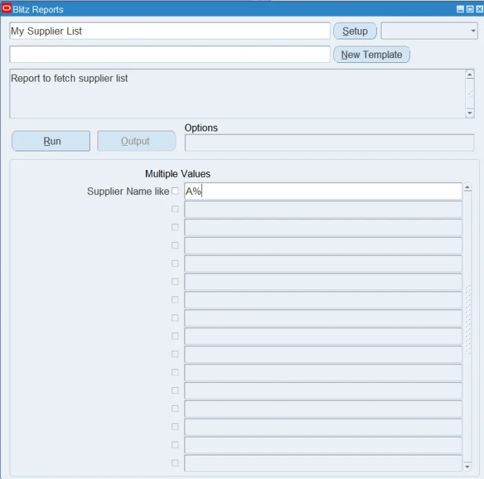 Running My Supplier List with a name pattern