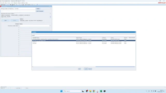 Report with four templates from different Discoverer workbooks