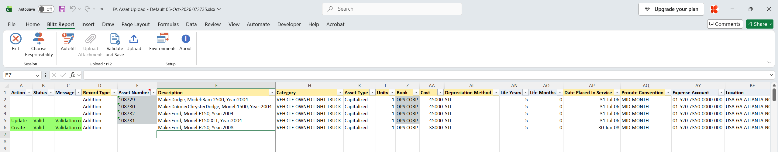 Both edited rows show status Valid after Validate and Save