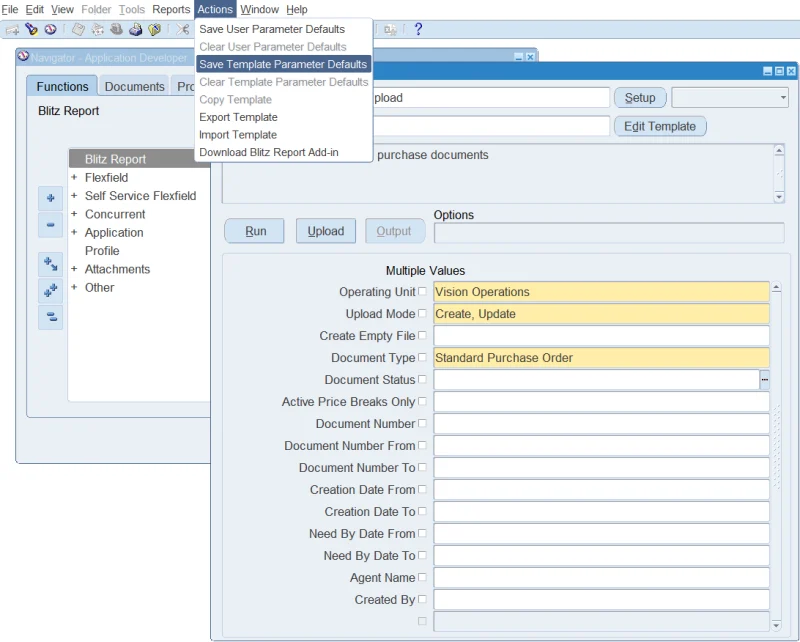 Save parameter defaults in the run screen Tools menu