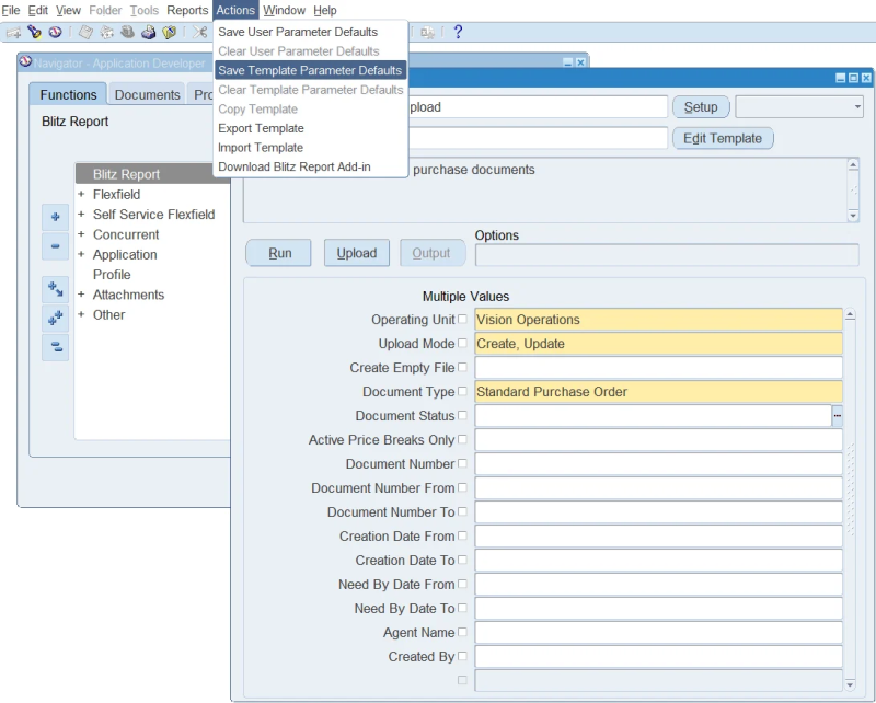 Save parameter defaults in the run screen Tools menu