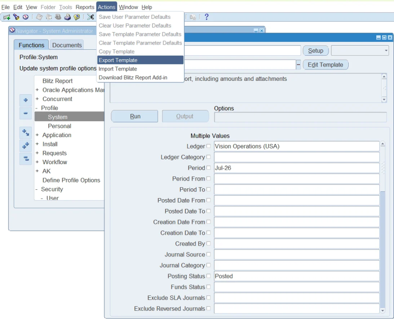 Template copy, export and import in the Tools menu