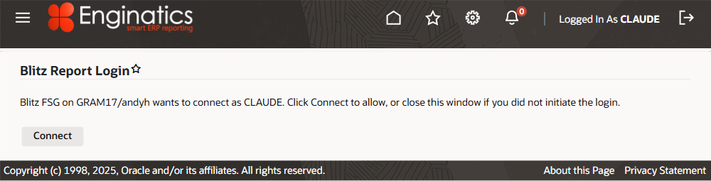 Blitz FSG browser login Connect page