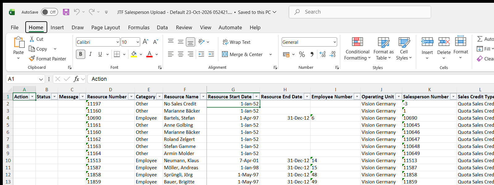 JTF Salesperson Upload downloaded Excel file