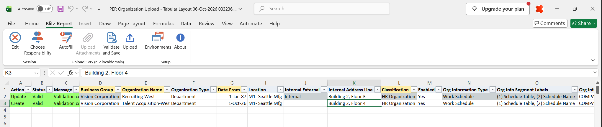 Both edited rows show status Valid after Validate and Save