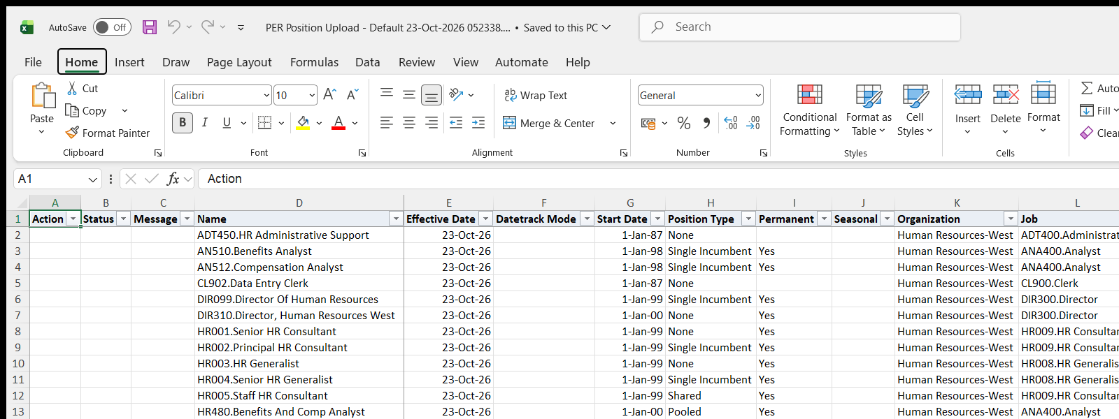 PER Position Upload downloaded Excel file