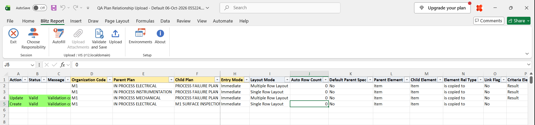 Both edited rows show status Valid after Validate and Save